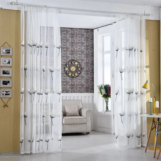Одуванчик узор вышитые прозрачные шторы Готовые|sheer curtains|sheer curtains patternsheer pattern |