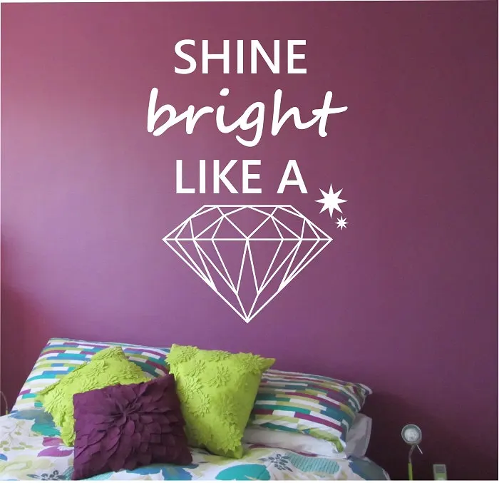 

Special Design Wall Decal Quotes Shine Bright Like A Diamond Pattern Stars Wall Stickers Vinyl Removable Bedroom Art MuralSYY800