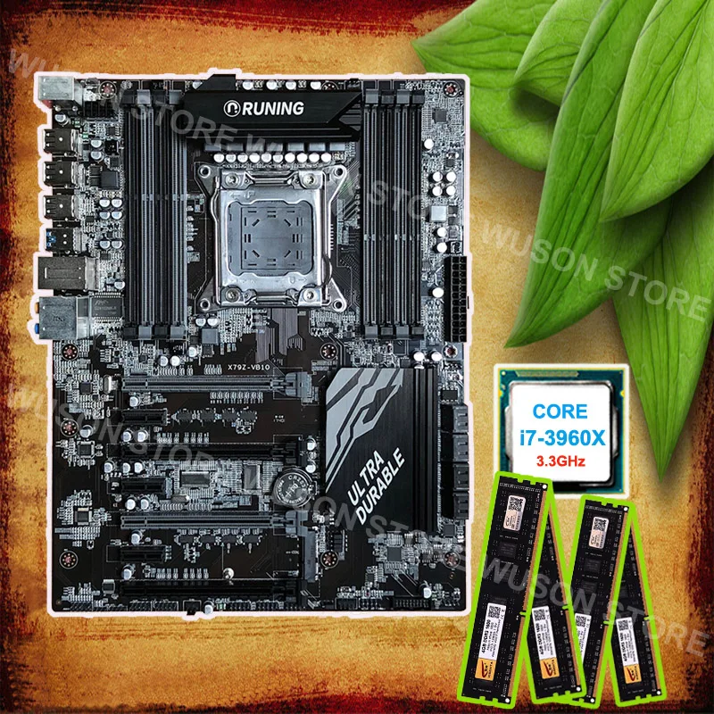 Бренд Runing скидка X79 LGA2011 материнская плата с 8 слотами RAM процессор Intel core i7 3960X 3 GHz