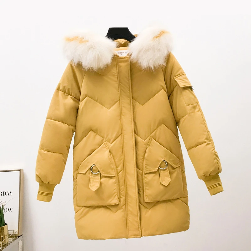 2019 Faux Fur Parkas Women Down Jacket Plus Size Thicken Outerwear hooded Winter Coat Female Cotton padded | Женская одежда