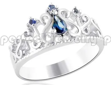 Ювелирное изделие натуральный сапфир корона Стильное кольцо 0.5ct * 1 шт. 0.05ct | Кольца -583818224