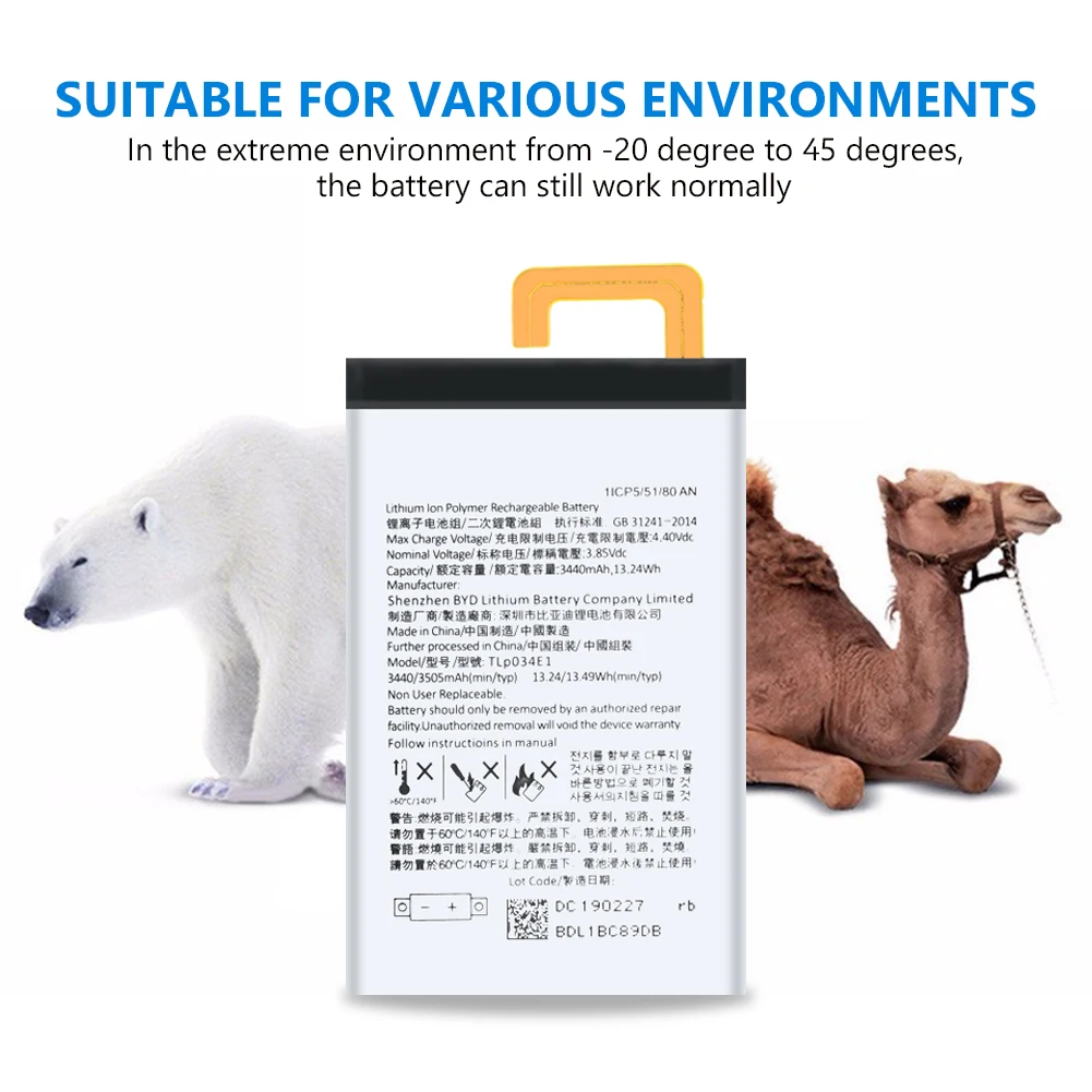 3 85 V 3440mAh TLp034E1 литий ионный Мобильный телефон батареи + инструменты для фиксации