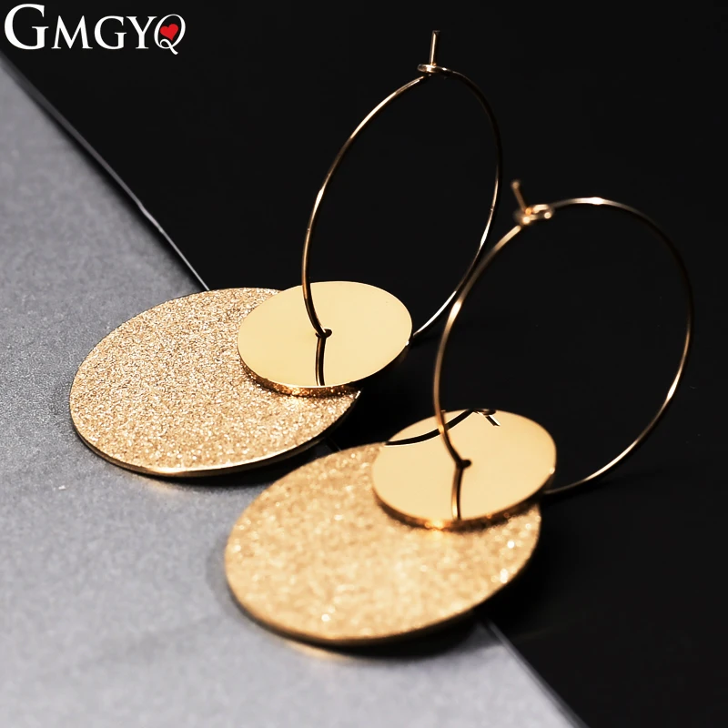 

GMGYQ Exquisite Fashion Retro Exaggerated Jewelry Stainless Steel Earrings Circles Round Earrings Ladies Gifts For Women