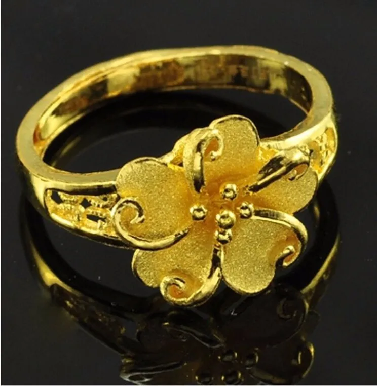 Модное чистое 999 однотонное 24-каратное желтое Золотое кольцо/женское кольцо с