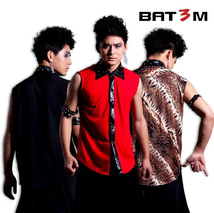 Жилет мужской облегающий без рукавов безрукавка с заклепками костюмы в стиле