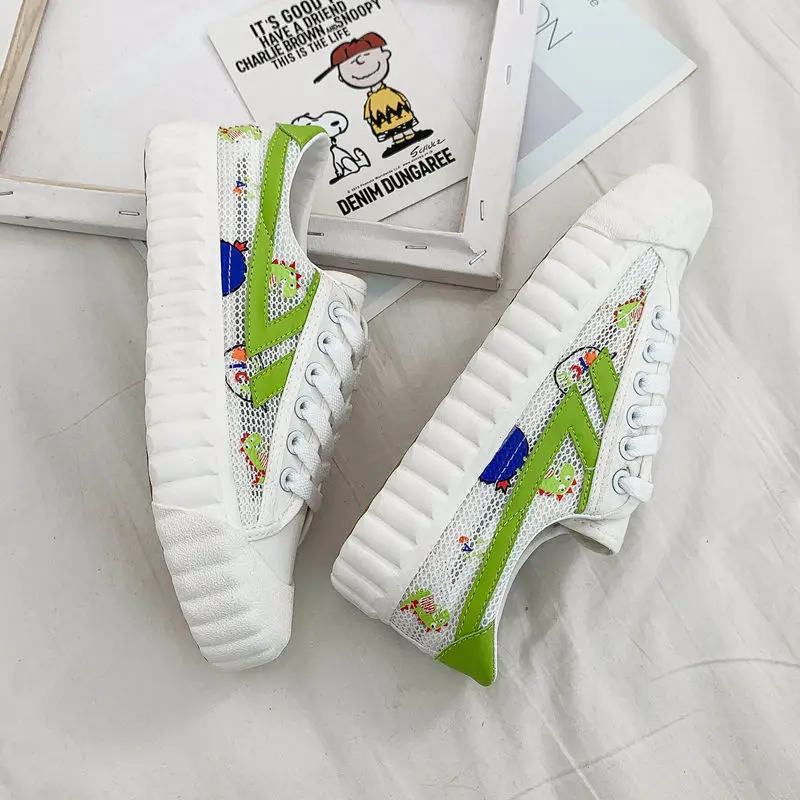 Удобная парусиновая обувь на шнуровке с принтом лимона Chaussures Femme Очаровательная