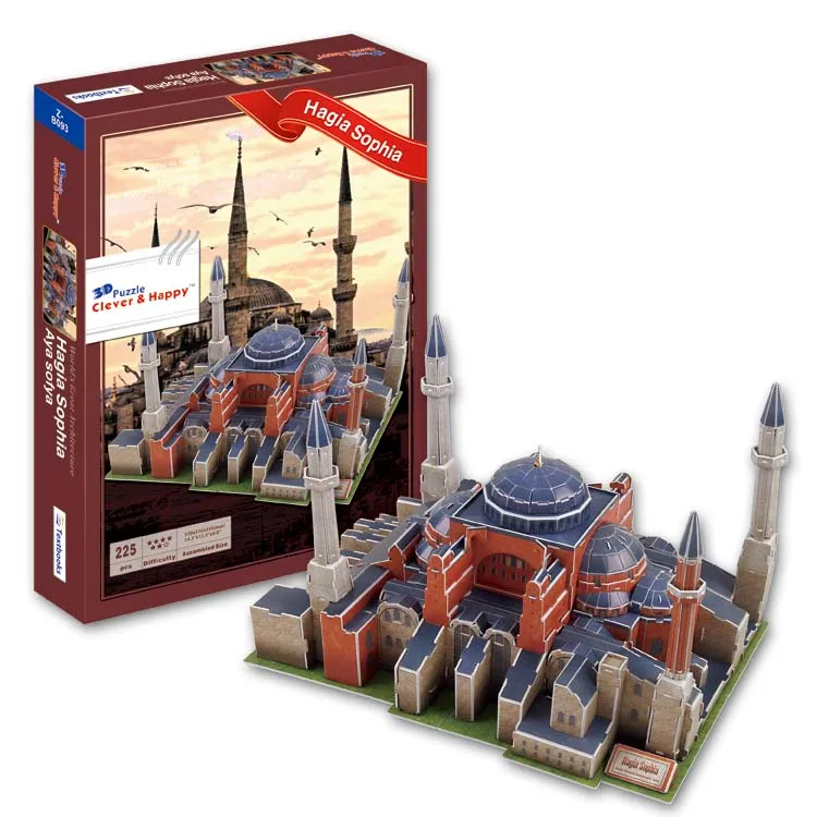 Hagia Sophia Развивающие игрушки знаменитая архитектурная модель 3D Пазлы для взрослых Осака Пелес Бран замок Las Ventas игрушки для детей - Цвет: Hagia Sophia