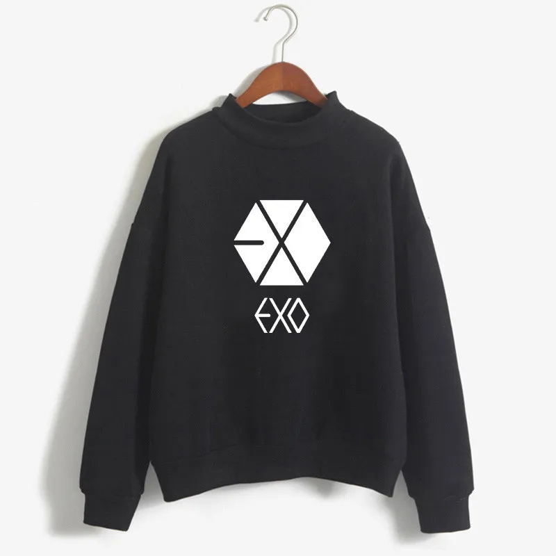 Черные розовые толстовки с капюшоном, женские свитшоты Exo, модные толстовки с капюшоном, два раза новые Nct 127, бродячие детские толстовки размера плюс Got7 Monsta X, женские толстовки с капюшоном - Цвет: blackEXO
