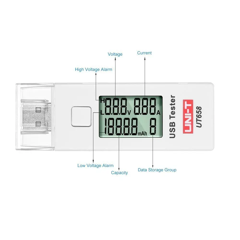 WISH-UNI-T UT658 3-9 в 0-3A 0-9999 мАч цифровой ЖК-дисплей USB мультиметр Вольтметр постоянного