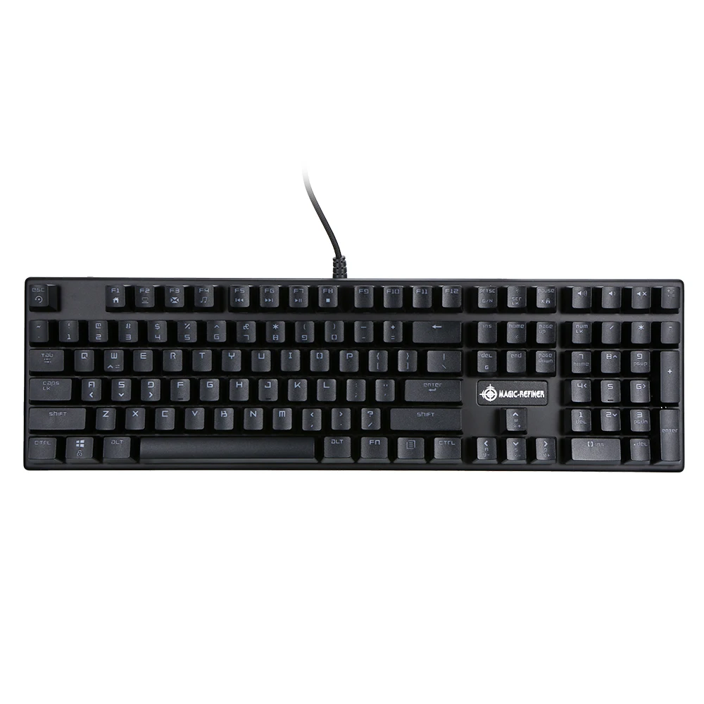 Игровая клавиатура, имитация механической клавиатуры, 87/108 клавиш, USB кабель, синий переключатель, подсветка, русская геймерская клавиатура для компьютера