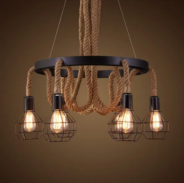 

Ретро Лофт стиль пеньковая веревка Droplight Эдисон подвесные светильники винтажное промышленное освещение для столовой подвесной светильник
