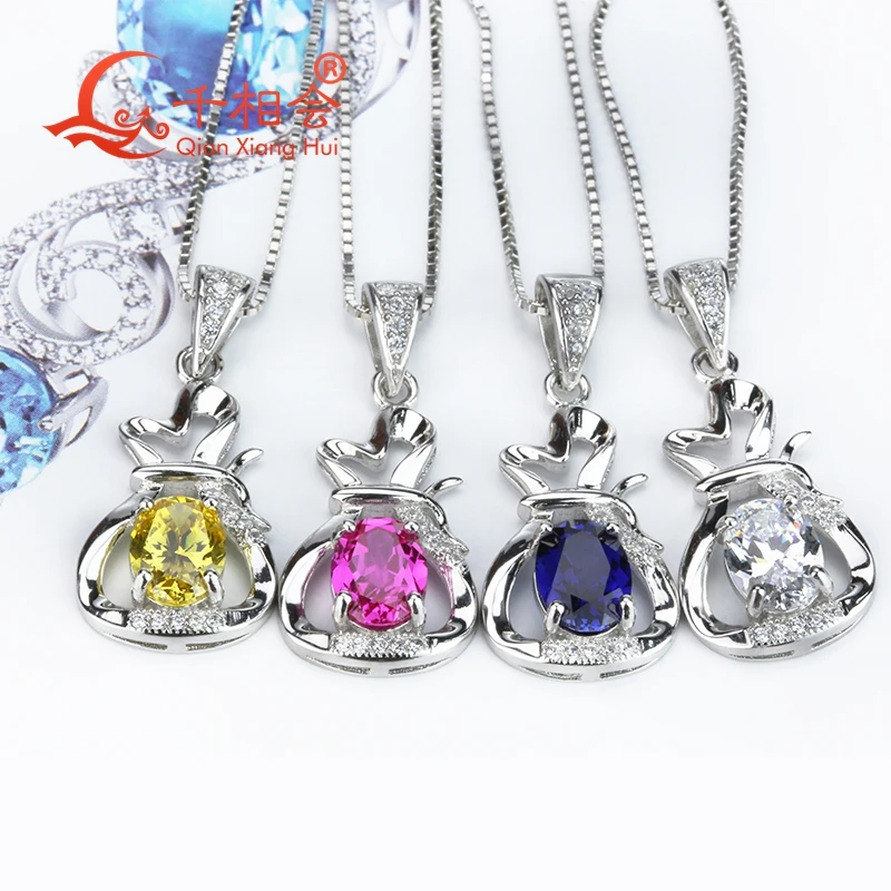 

New fashion purse shape corundum pendant with 925 silver for necklace