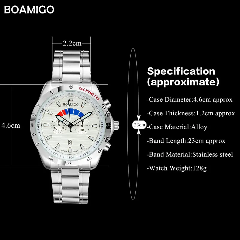 men watches top brand fashion quartz watch boamigo casual steel auto date watches 2020 hot gift wristwatches relogio masculino free global shipping
