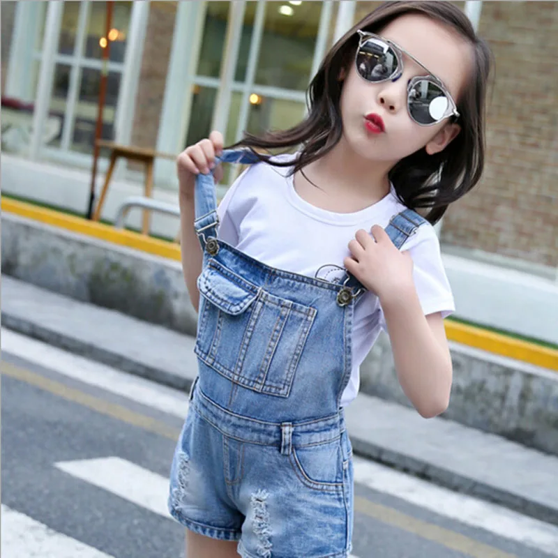 Шорты для девочек детские летние джинсовые комбинезоны детская одежда