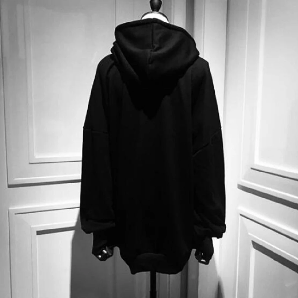 2018 на осень зиму флис женские черные Толстовка Свободные Панк harajuku с капюшоном moon
