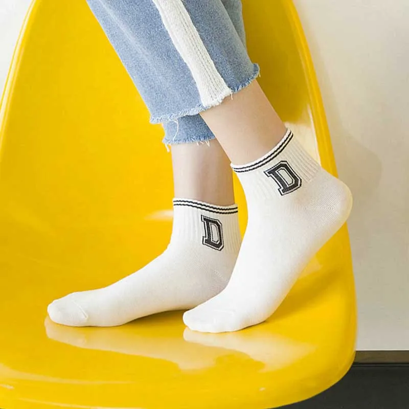 Motion Leisure Solid Color Letter Digital Short Sock Breathable Comfortable Cotton Women Hosiery | Женская одежда