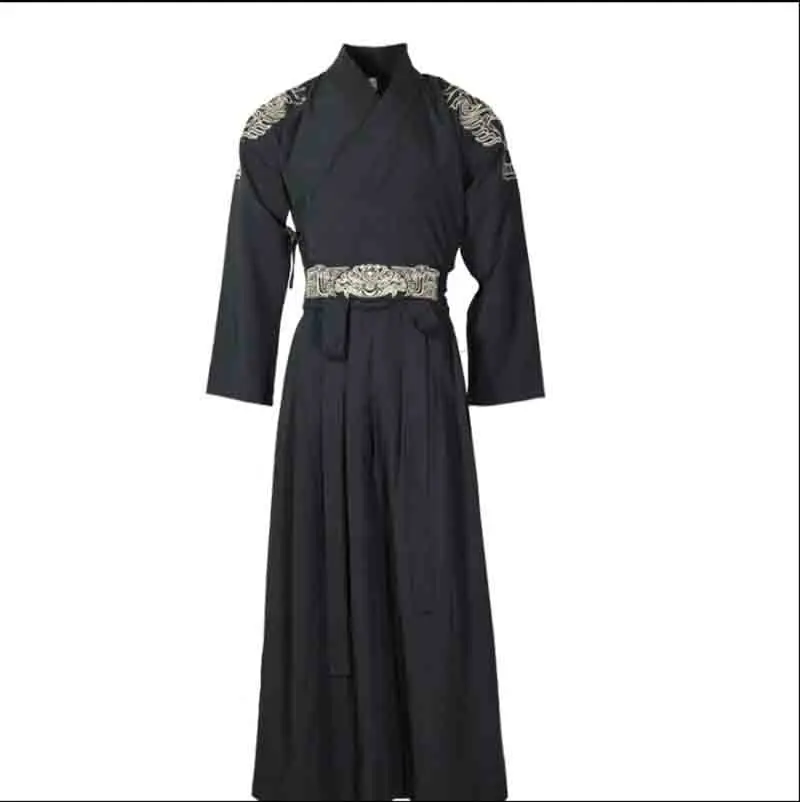Мужской винтажный костюм Hanfu черный для косплея одежда на Хэллоуин маскарадное