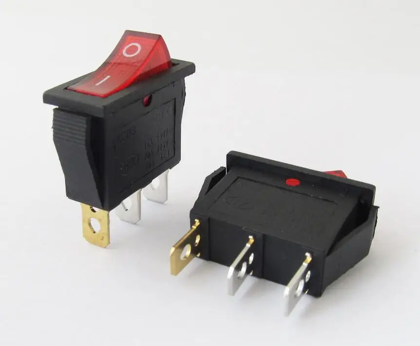5 шт./лот KCD3 16a 250 в/20a 125 в 3 контактный вкл./выкл. Красный кнопочный переключатель