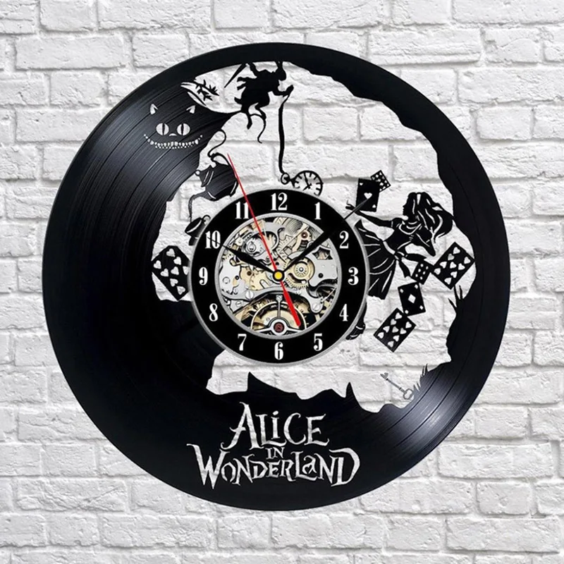 1" виниловые настенные часы Alice in Wonderland мы все сумасшедшие стильные часы для гостиной бесшумные винтажные CD Подвесные часы