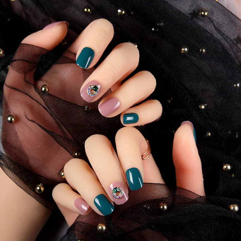 Леди 24 шт./компл. Корейский простой стиль прыжок цвет полное покрытие короткие