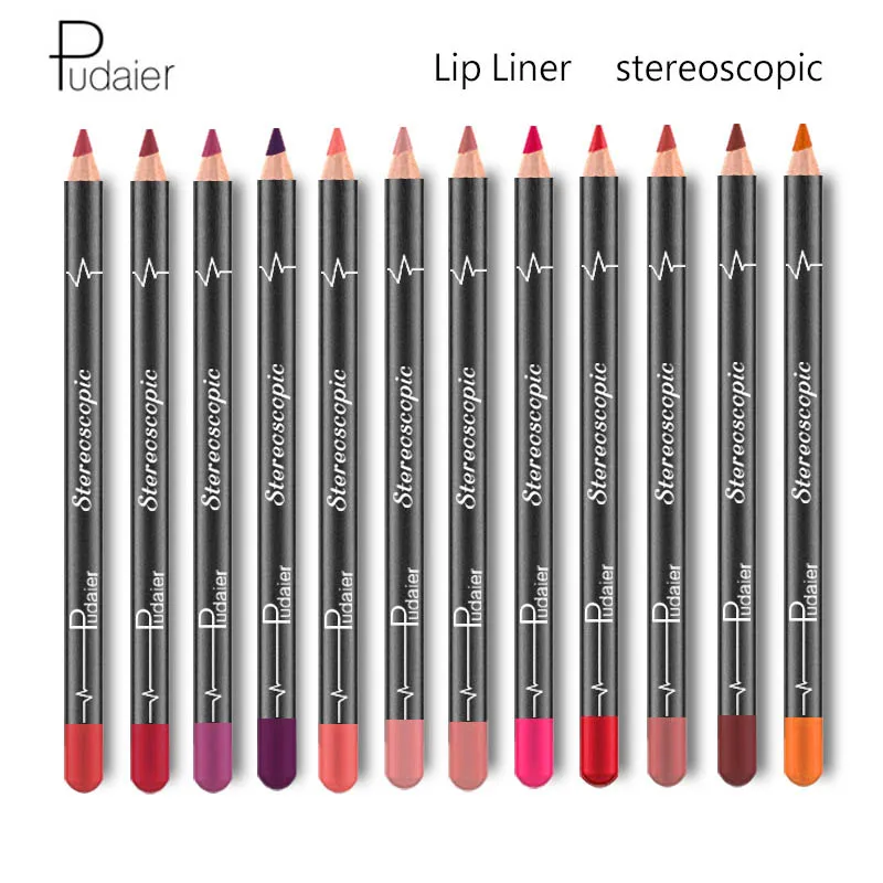 12pcs Pudaier, 12 шт./лот, матовый Контурный карандаш для губ, карандаш для губ, увлажняющий, водостойкий, губная помада, макияж, стойкий, Pintalabios, набор - Цвет: 12pcs