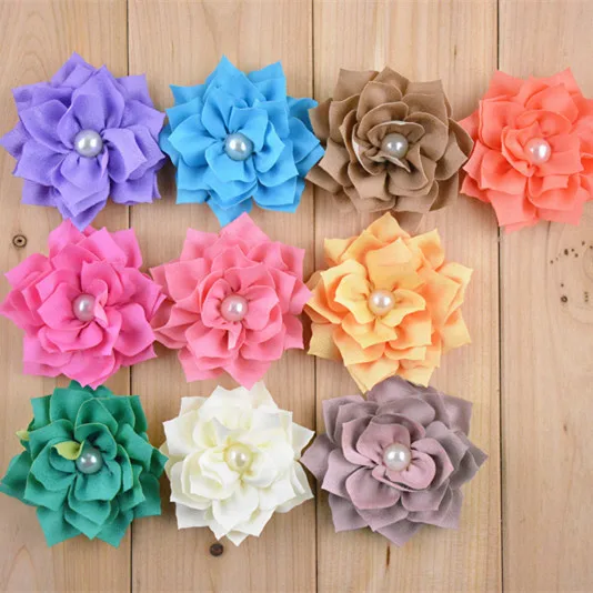 60 шт. оптовая продажа 3 &quotЗимняя ткань канзаши цветок с жемчугом центр Девушки