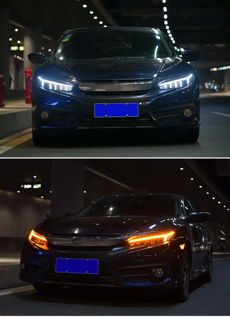 Головной светильник в сборе для Honda Civic полный светодиодный светильник источник Светодиодный дневной ходовой светильник светодиодный указатель поворота