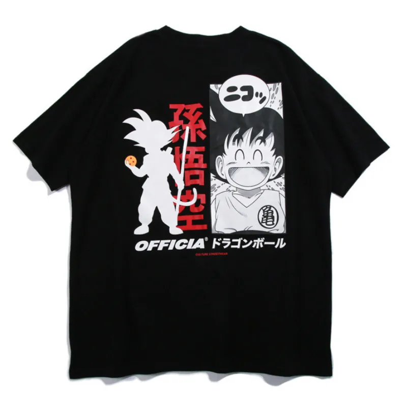 Mens New Dragon Ball Animation Printed Tops Tees Summer Chinese Character T Shirts Hip Hop Casual Cotton Short Sleeve Tshirts | Мужская