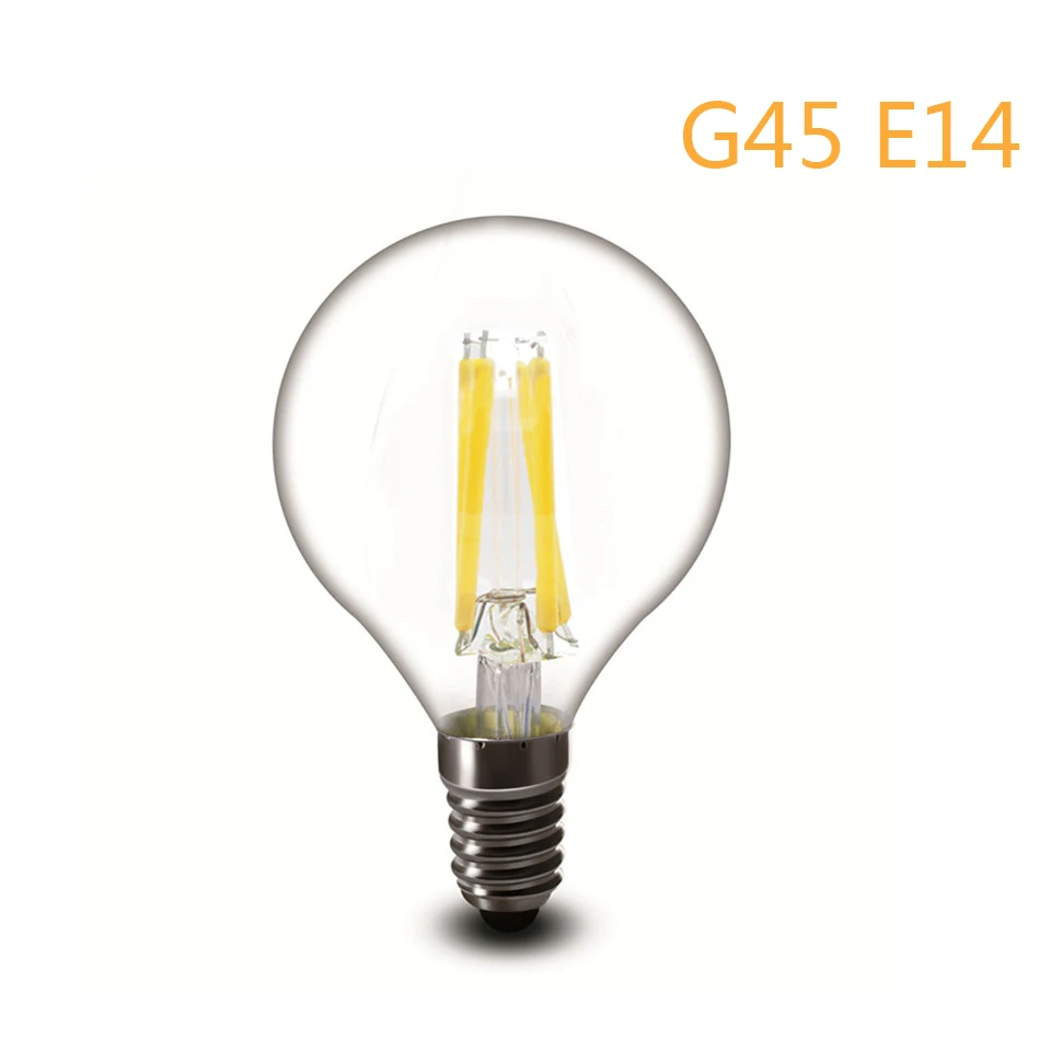G45E14 Светодиодная лампа E27 E14 светодиодная свечка лампа колба стеклянная лампа постоянного тока 220 V 230 V 240 V 250 V лампа накаливания 360 градусов - Испускаемый цвет: G45E14