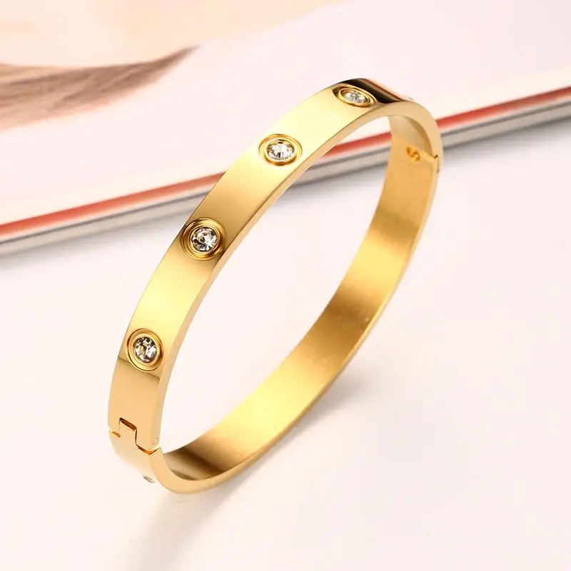 Vnox моды Кристалл Браслет-манжета золото-цвет браслет Браслеты нержавеющей стали