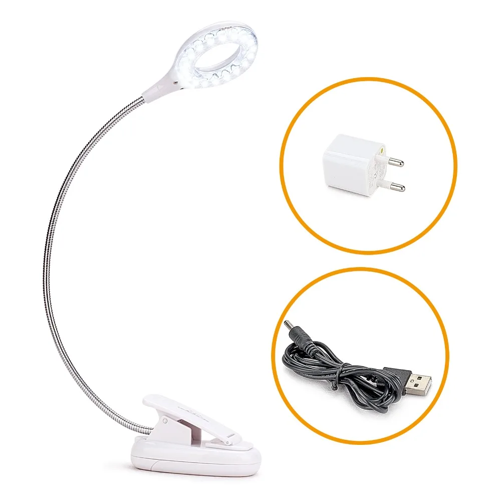 Гибкая Настольная лампа для чтения книг 18 LED USB перезарядка ночник ноутбука