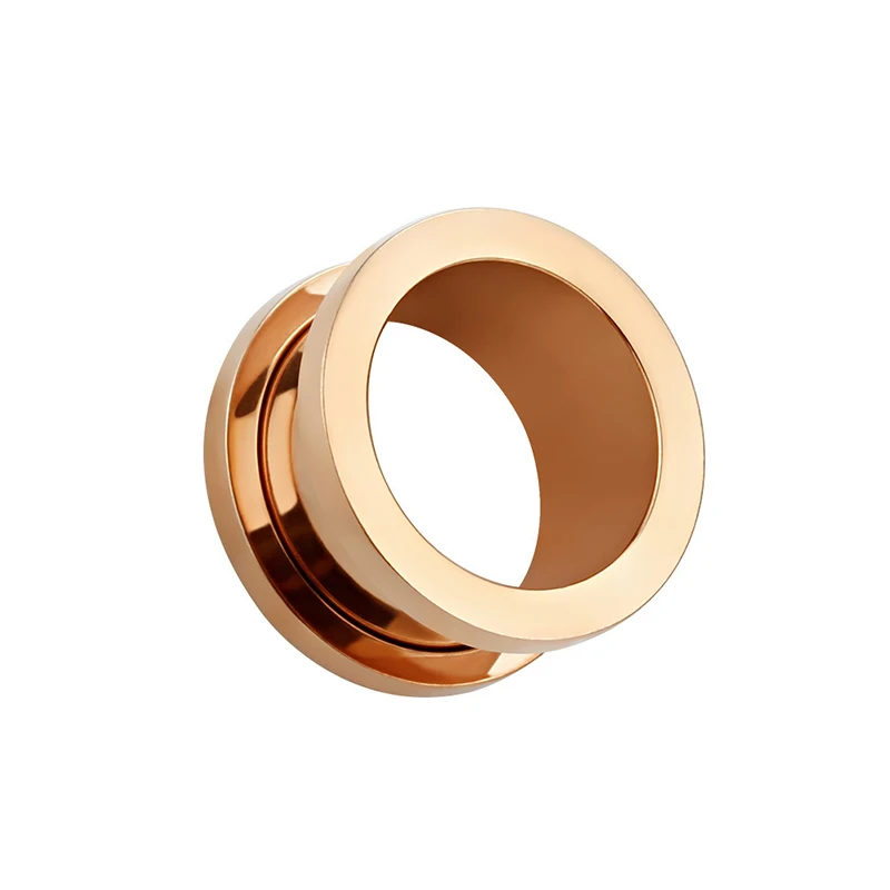 Rose Gold Color 1 пара Новое поступление стальные Колечки пробки туннель с двумя расширяющимися концами туннели для пирсинга Вилки расширители растяжители серьги Аллергия бесплатно - Окраска металла: Rose Gold Color