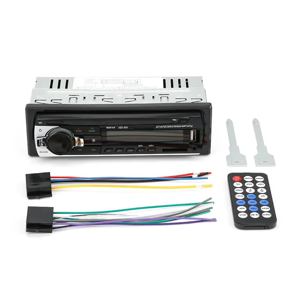 JSD-520 Stereo Autoradio Car Radio Bluetooth V2.0 12V In-dash 1 Din FM Aux Input Receiver SD USB MP3 MMC WMA audio Player | Автомобили и