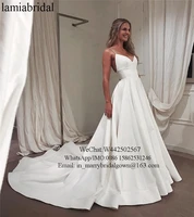 sexy backless white cheap simple wedding dresses 2019 a line plus size country beach vestido de novia long satin bridal gowns