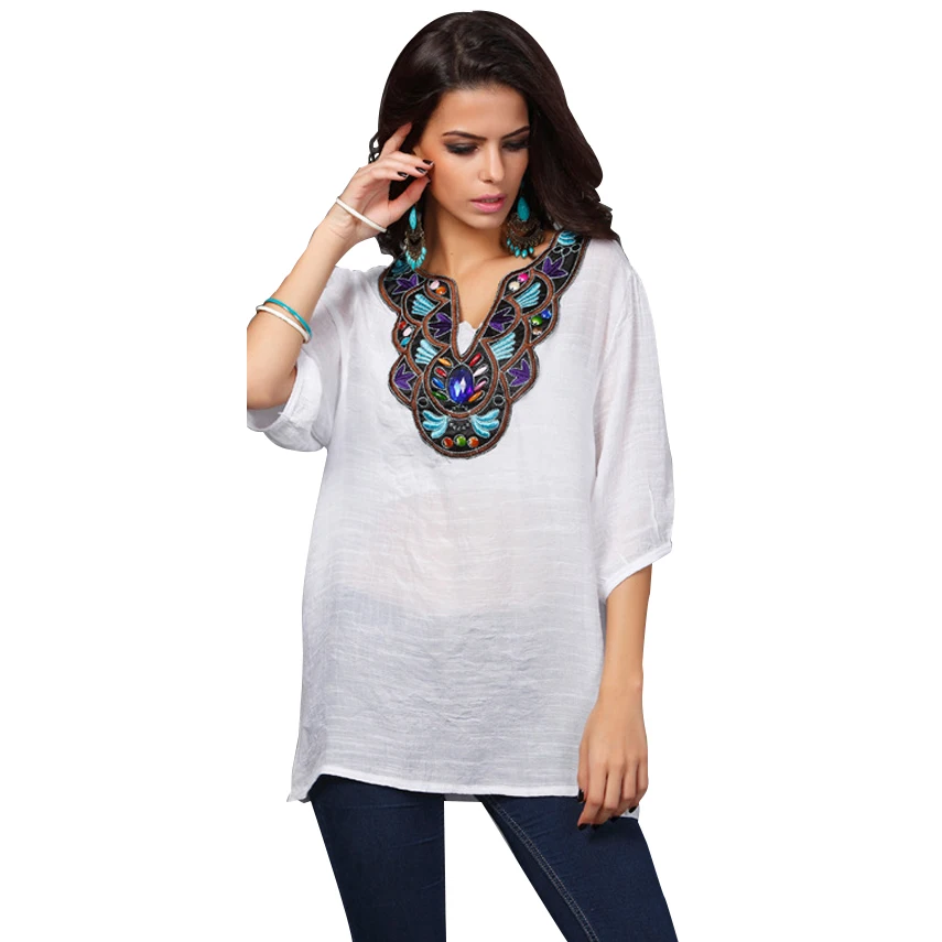 Горячие продажа женщины топы и блузки 2016 новая мода плюс размер темно-синий осень