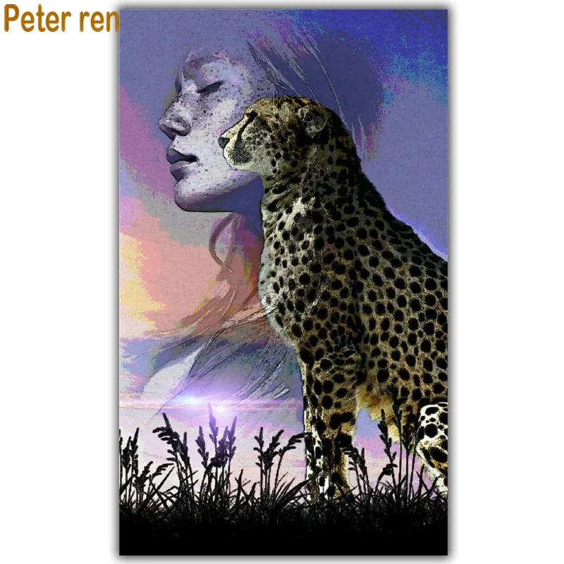

Diamond painting cross stitch diamond embroidery portrait 5 Square/Round diamond Mosaic Rhinestone Home Decor Beautiful leopard