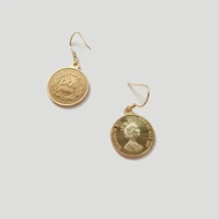 leven fancy 925 sterling silver round queens charm drop earrings gold medal ancient museum jewelry inspired dollar coin earring