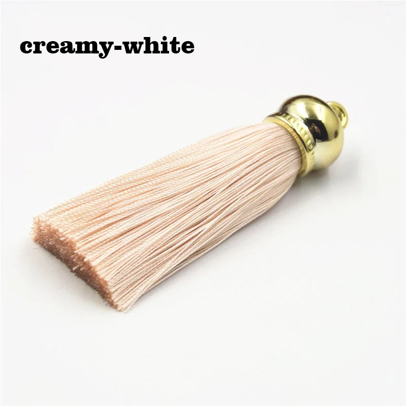 creamy-white Новинка 30 цветов вискозные кисточки с золотыми колпачками шелковые кисточки бахрома отделка мобильный чехол для телефона брелок аксессуары diy серьги/ювелирные изделия - Цвет: creamy-white