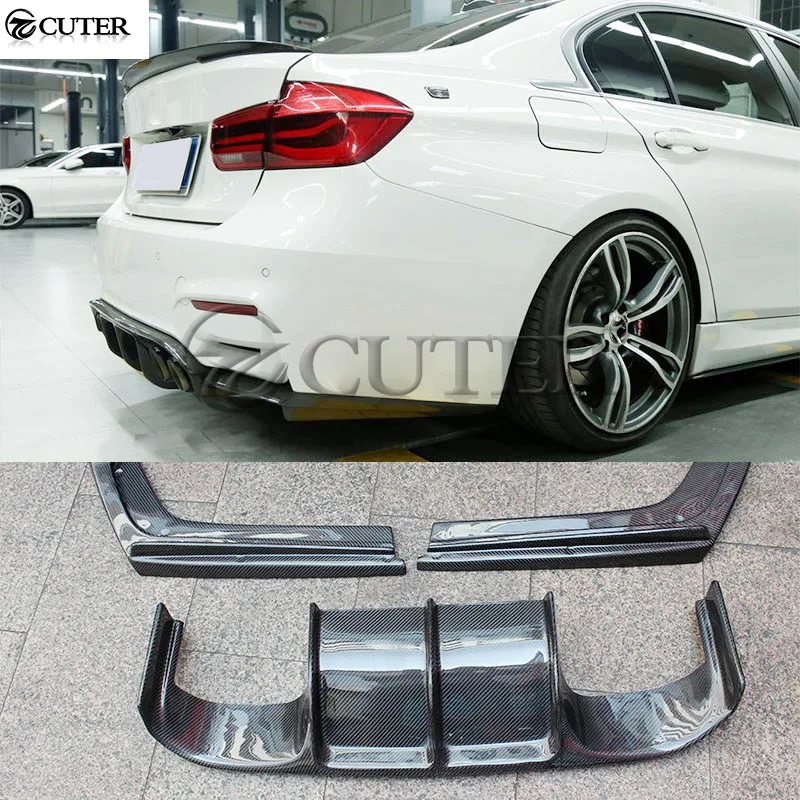 Диффузор для заднего бампера BMW F30 3 серии V style из углеродного волокна задняя губа