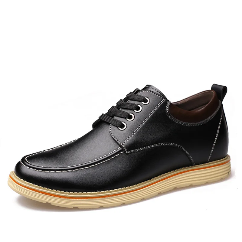 Tangnest Men Split Leather Casual Dress Shoes Lace Up Breathable Elavator 6CM Height Increasing Fashion XMR2787 | Обувь