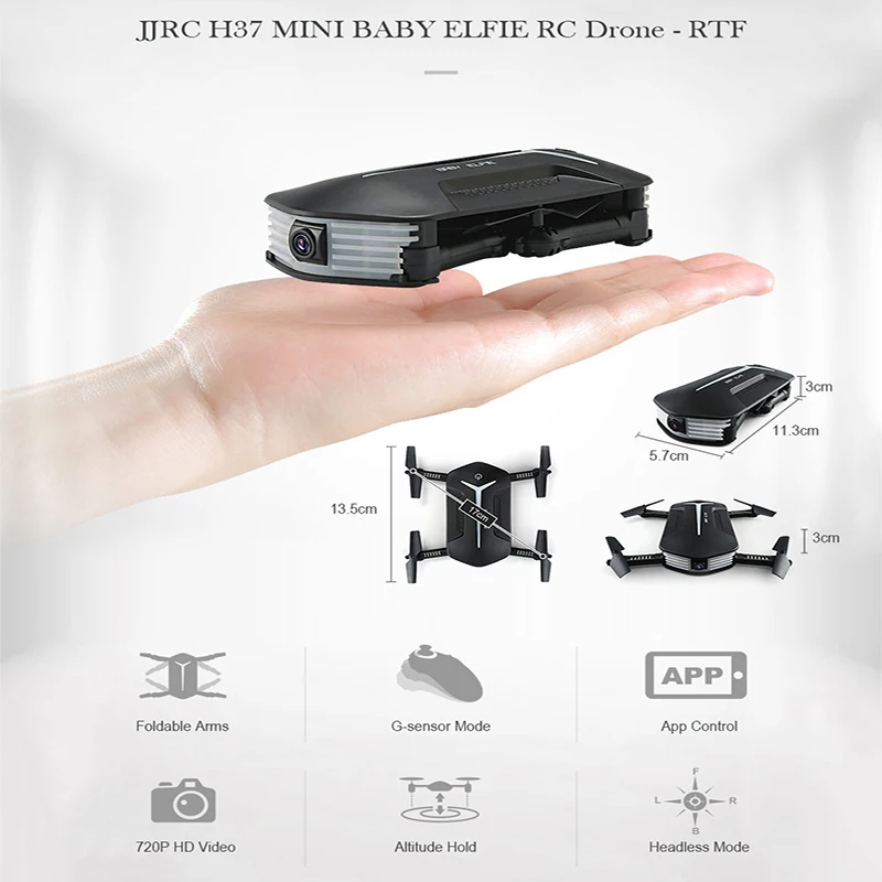 Оригинальный мини Дрон JJRC H37 Baby Elfie 720P Складная рукоятка WIFI FPV удержание высоты RC