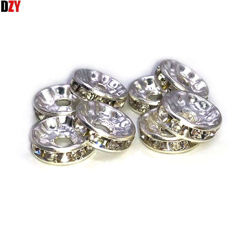 100 шт. 8 мм Cristal брошь со стразами Spacer Para Colar Pulseira де Металл DIY DYP-010 | Украшения и