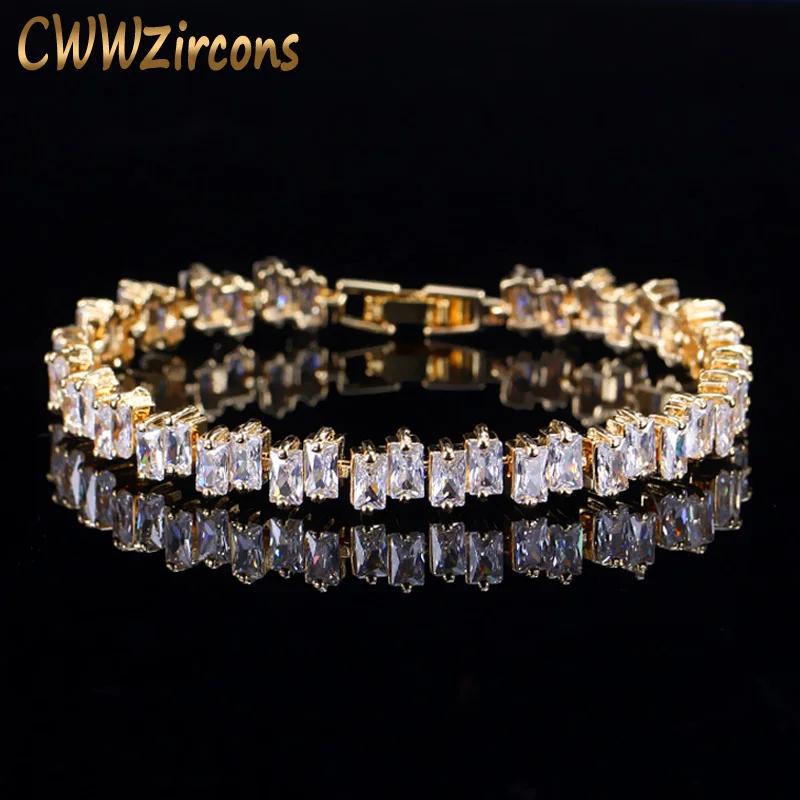 gold white CWWZircons высокое качество кубический цирконий камень желтое золото Цвет Мода CZ для женщин свадебный браслет ювелирные изделия для подружек невесты CB144 - Окраска металла: gold white