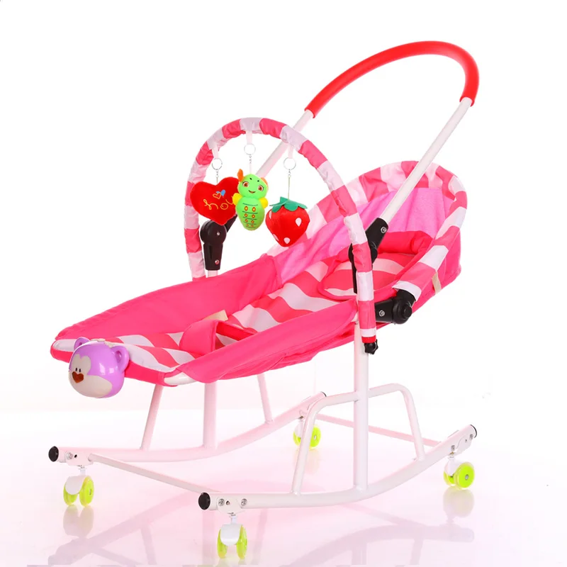IMBABY Disassemble Metal Baby Cradle With Light Music Player Cradle Swings For Baby Children Bassinet Rocking Chair For Newborns - Цвет: New Pink