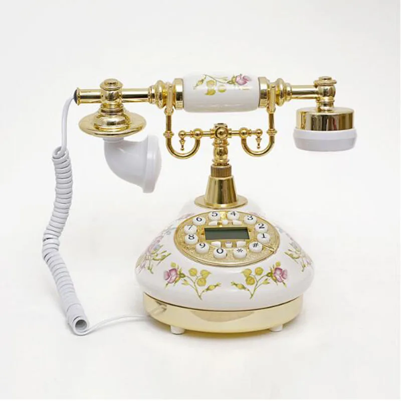 Керамика антикварной поворотные стационарный телефон с Call ID Дата часы настроить