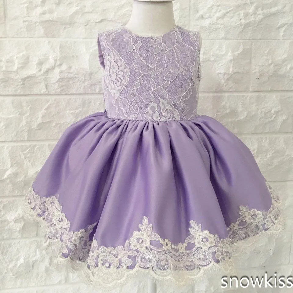 Фиолетовое милое летнее платье для маленьких девочек Милая пышная Кружевная