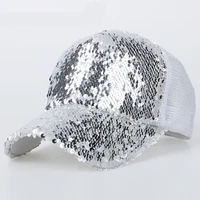 2021 hot sequins bling shiny paillette mesh baseball cap striking pretty adjustable women girls hats for party club gathering