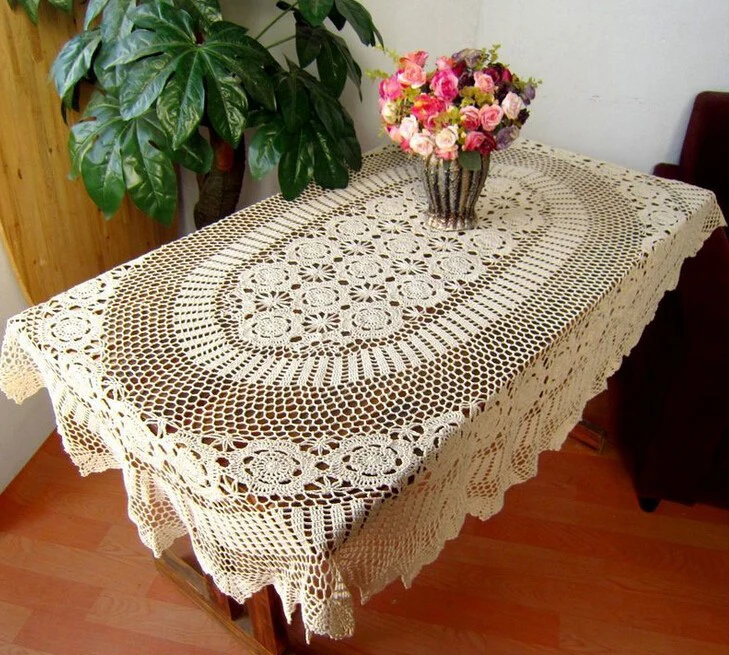 Рождественские украшения кружевная овальная скатерть ручной работы с цветочным
