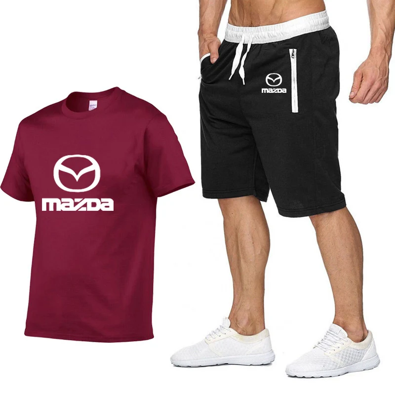 Мужская футболка с коротким рукавом для автомобилей Mazda Логотип Летняя мужская футболка хип-хоп Harajuku футболка высокое качество хлопок футболки шорты костюм спортивная одежда