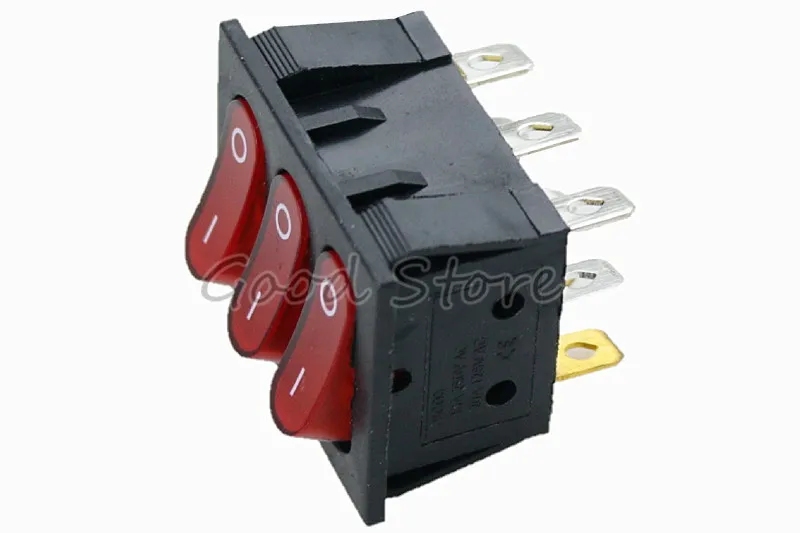 1 шт. ВКЛ-ВЫКЛ KCD3 9Pin красный 15A 250V 20A 125V AC светильник, лодка, автомобильный кулисный переключатель KCD3-303 KCD3 тройной светильник
